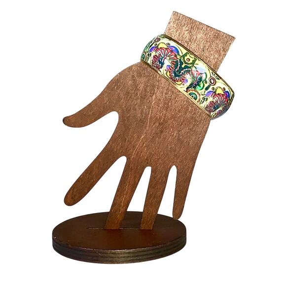 Vintage 1980's Boho Colorful Enamel Copper Art Bangle Bracelet - Picture 4 of 8